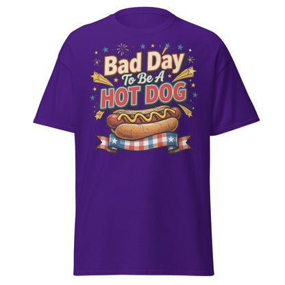 Bad Day To Be A Hot Dog T-Shirt | Funny Patriotic BBQ Tee - Purple - TeeRipple