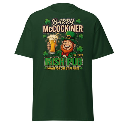 Barry McCockiner Irish Pub Funny Stiff Pints T-Shirt - Forest Green - TeeRipple