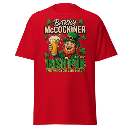 Barry McCockiner Irish Pub Funny Stiff Pints T-Shirt - Red - TeeRipple