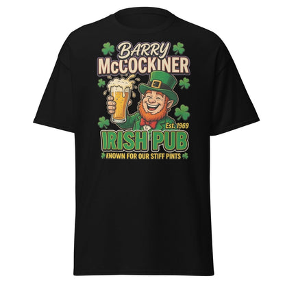 Barry McCockiner Irish Pub Funny Stiff Pints T-Shirt - Black - TeeRipple