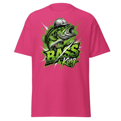 Bass King Hard Hat Fish T-Shirt – Funny Fishing Tee - Heliconia - TeeRipple