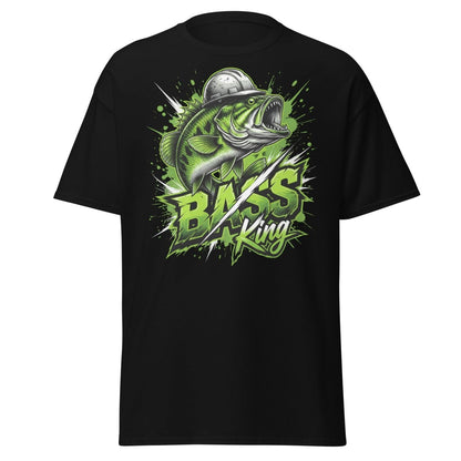 Bass King Hard Hat Fish T-Shirt – Funny Fishing Tee - Black - TeeRipple