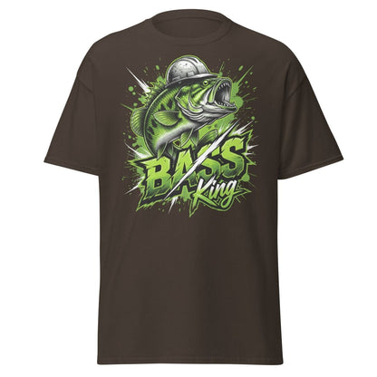 Bass King Hard Hat Fish T-Shirt – Funny Fishing Tee - Dark Chocolate - TeeRipple