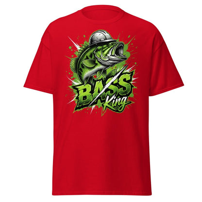Bass King Hard Hat Fish T-Shirt – Funny Fishing Tee - Red - TeeRipple