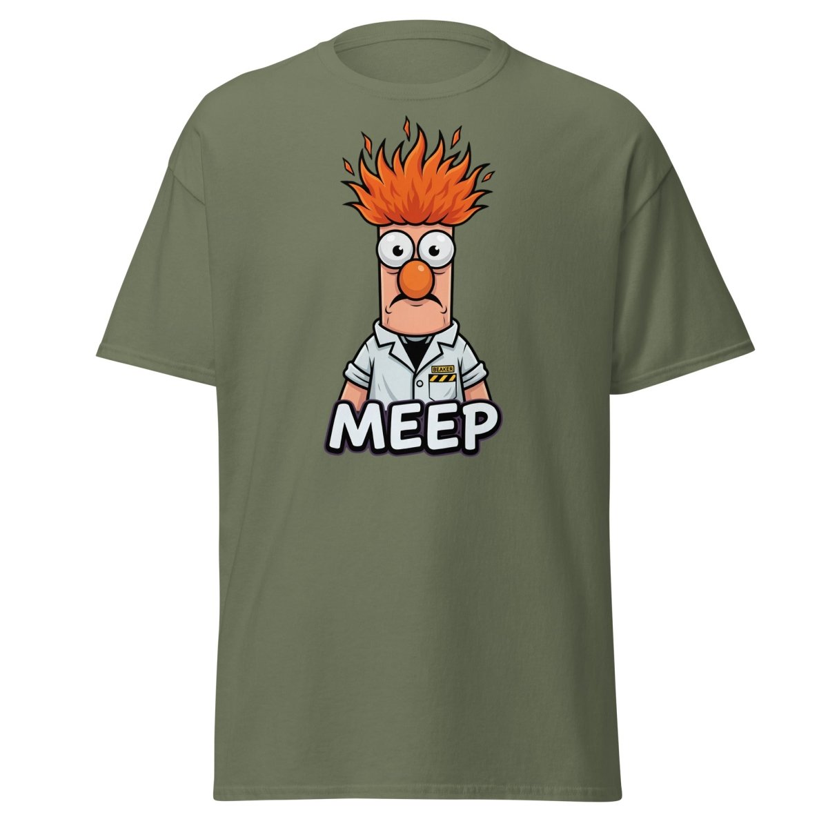 Beaker Muppet Meep T-Shirt – Funny Scientist Cartoon Tee - Military Green - TeeRipple