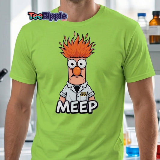 Beaker Muppet Meep T-Shirt – Funny Scientist Cartoon Tee - Black - TeeRipple