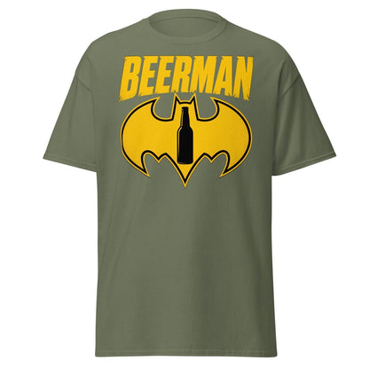 Beerman T-Shirt Funny Batman Beer Parody Superhero Tee - Military Green - TeeRipple
