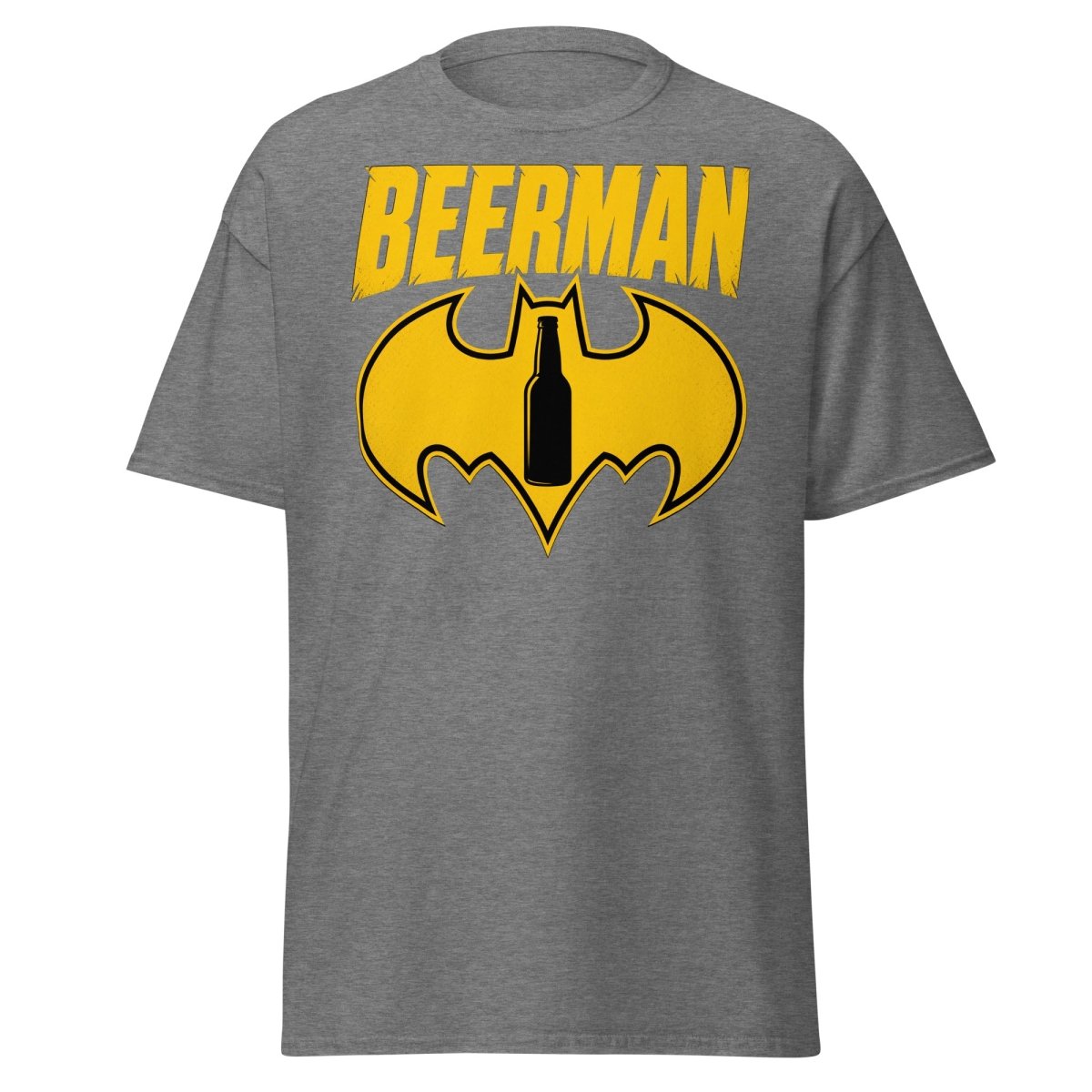 Beerman T-Shirt Funny Batman Beer Parody Superhero Tee - Graphite Heather - TeeRipple