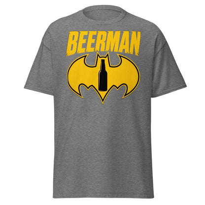Beerman T-Shirt Funny Batman Beer Parody Superhero Tee - Graphite Heather - TeeRipple
