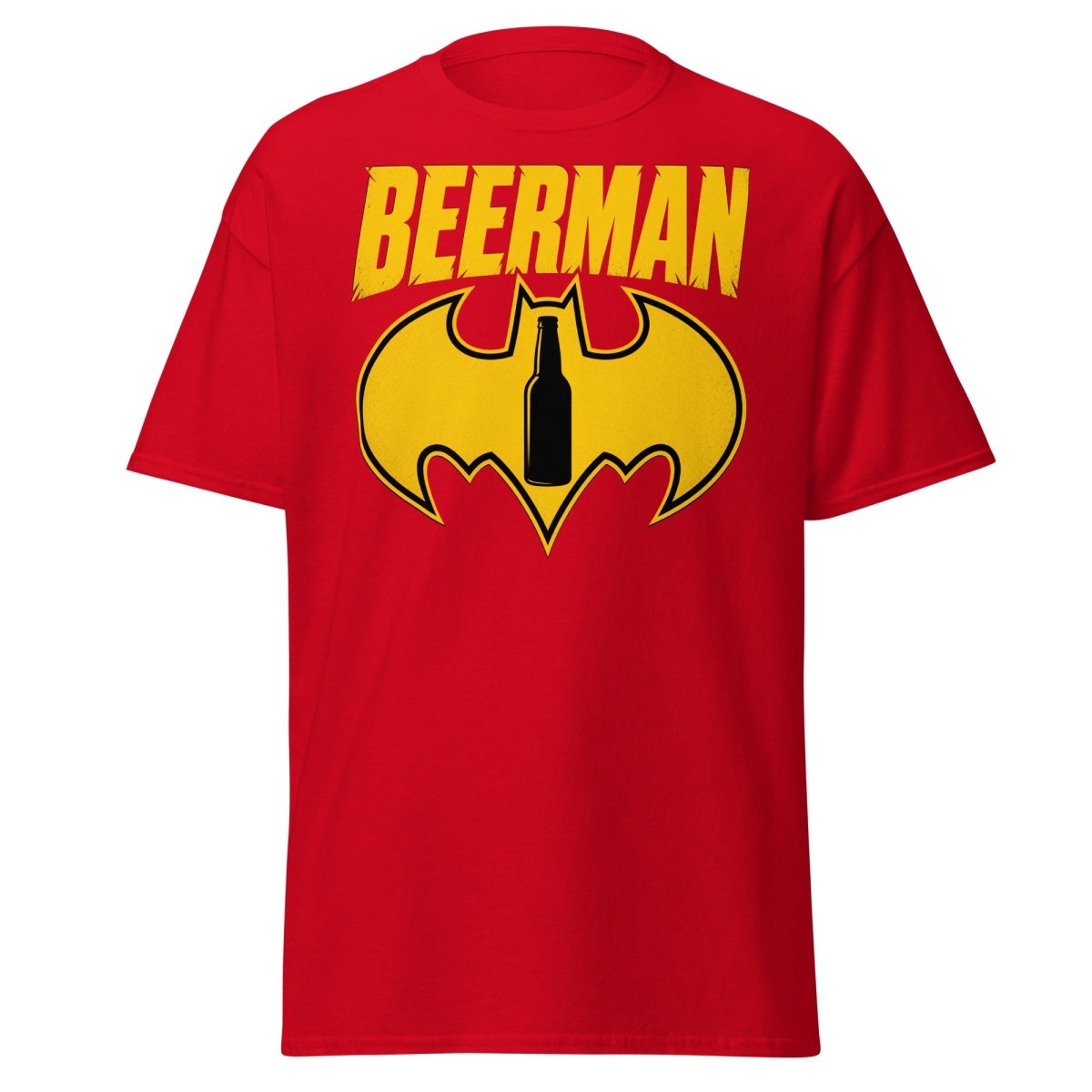 Beerman T-Shirt Funny Batman Beer Parody Superhero Tee - Red - TeeRipple