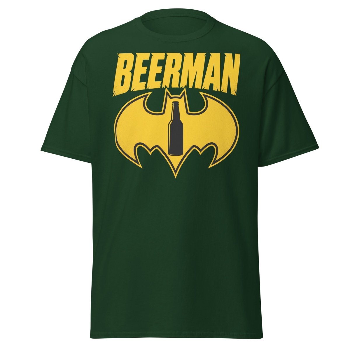 Beerman T-Shirt Funny Batman Beer Parody Superhero Tee - Forest Green - TeeRipple
