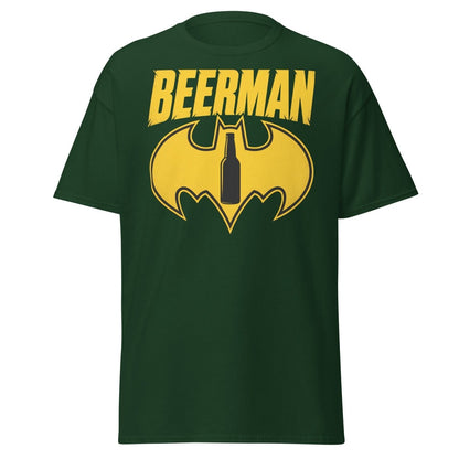 Beerman T-Shirt Funny Batman Beer Parody Superhero Tee - Forest Green - TeeRipple