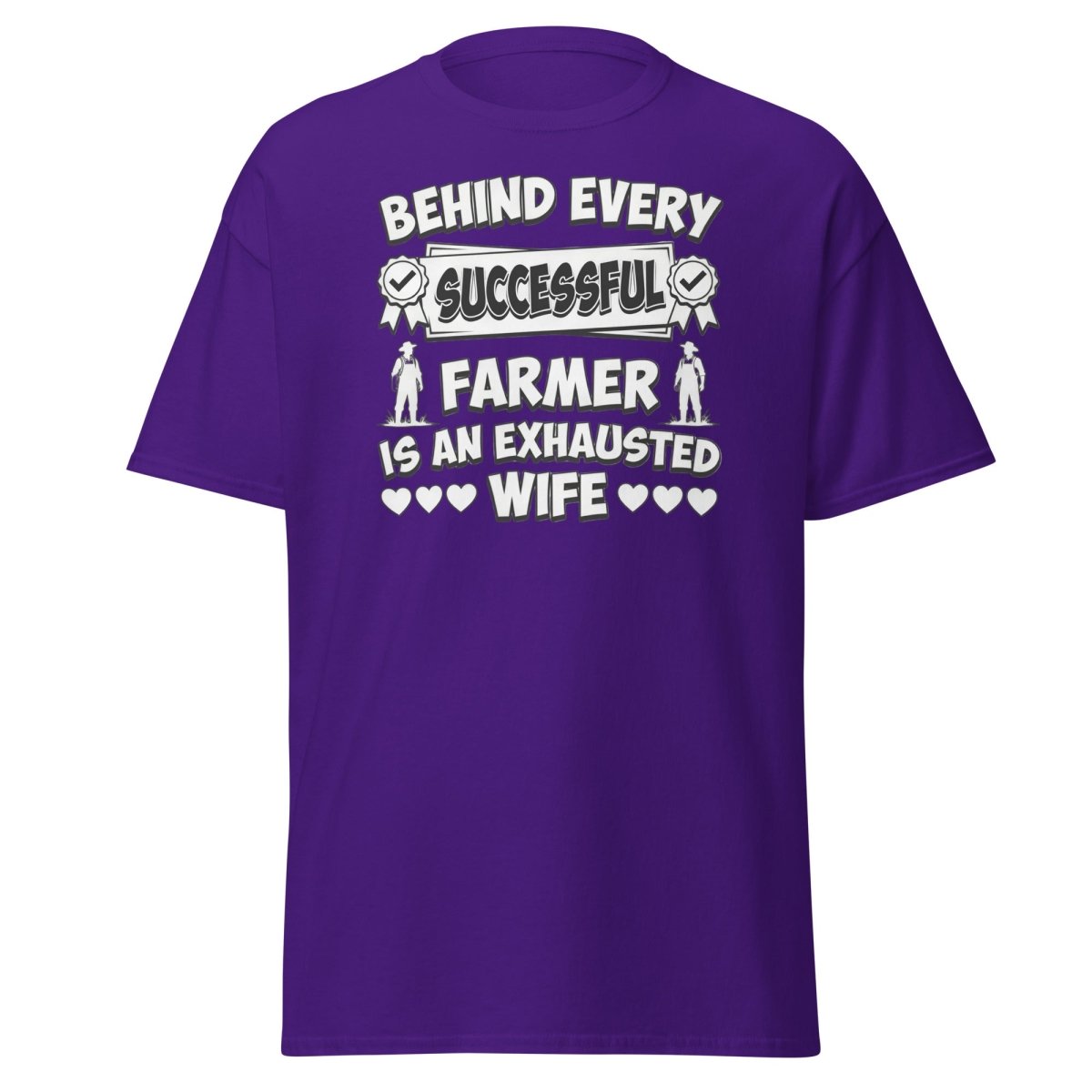 Behind Every Successful Farmer Exhausted Wife Tee - Purple - TeeRipple
