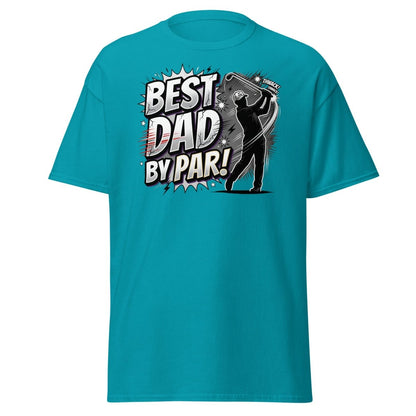 Best Dad By Par Golf T-Shirt - Funny Father's Day Gift - Tropical Blue - TeeRipple