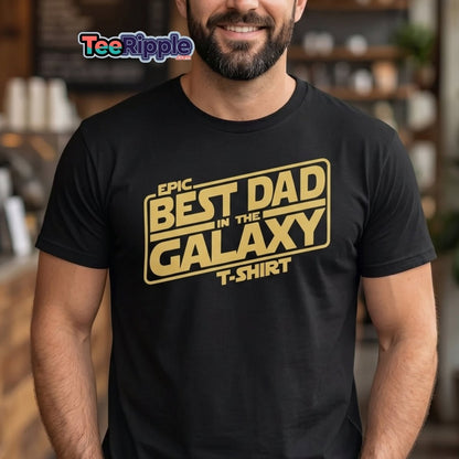 Best Dad in the Galaxy T-Shirt - Star Wars Style Dad Tee - Maroon - TeeRipple