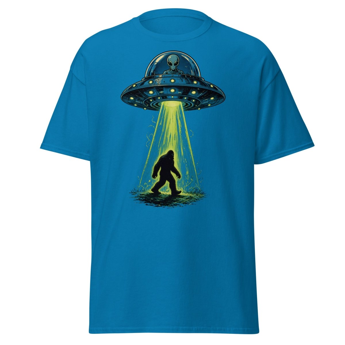 Bigfoot UFO Abduction Graphic T-Shirt - Sapphire - TeeRipple