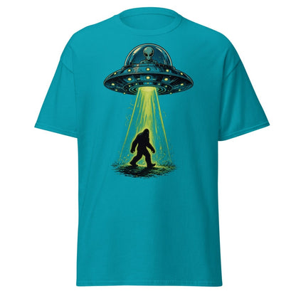 Bigfoot UFO Abduction Graphic T-Shirt - Tropical Blue - TeeRipple