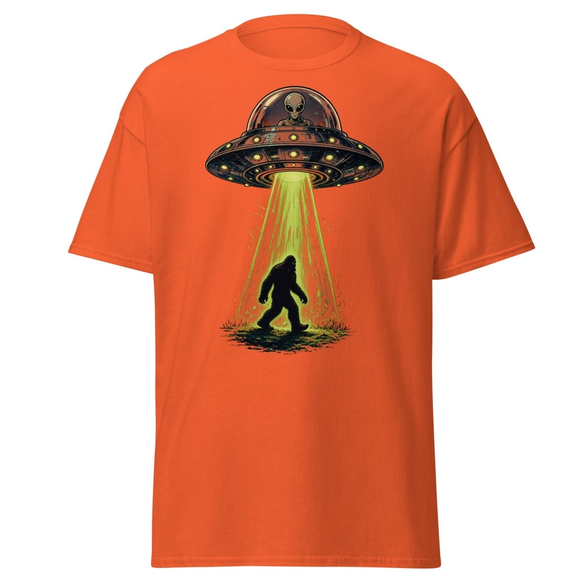 Bigfoot UFO Abduction Graphic T-Shirt - Orange - TeeRipple