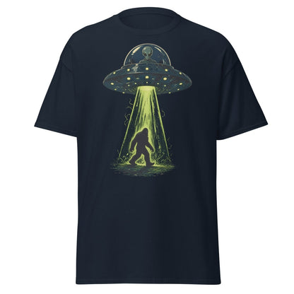 Bigfoot UFO Abduction Graphic T-Shirt - Navy - TeeRipple