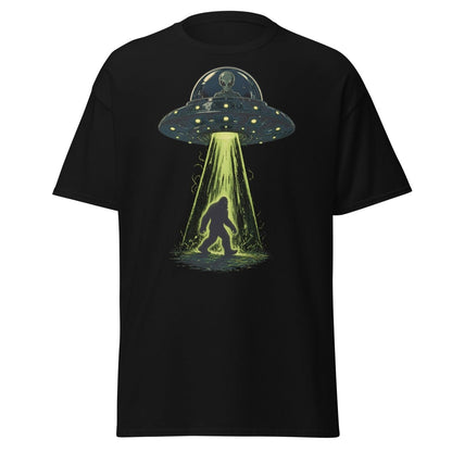 Bigfoot UFO Abduction Graphic T-Shirt - Black - TeeRipple