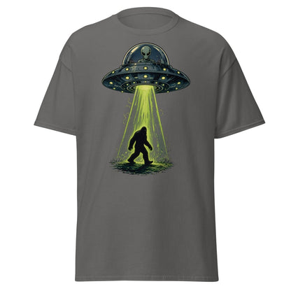 Bigfoot UFO Abduction Graphic T-Shirt - Charcoal - TeeRipple