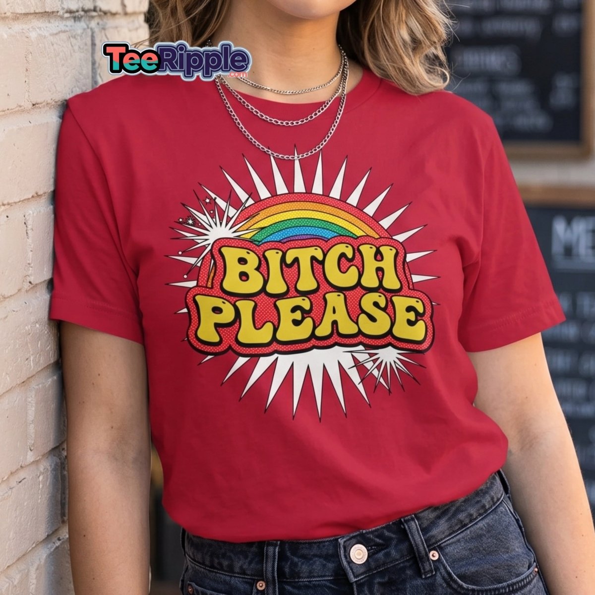 Bitch Please Rainbow T-Shirt | Funny Pop Art Tee - Black - TeeRipple