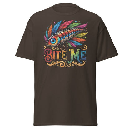 Bite Me Fishing Lure T-Shirt – Funny Angler Humor Tee - Dark Chocolate - TeeRipple