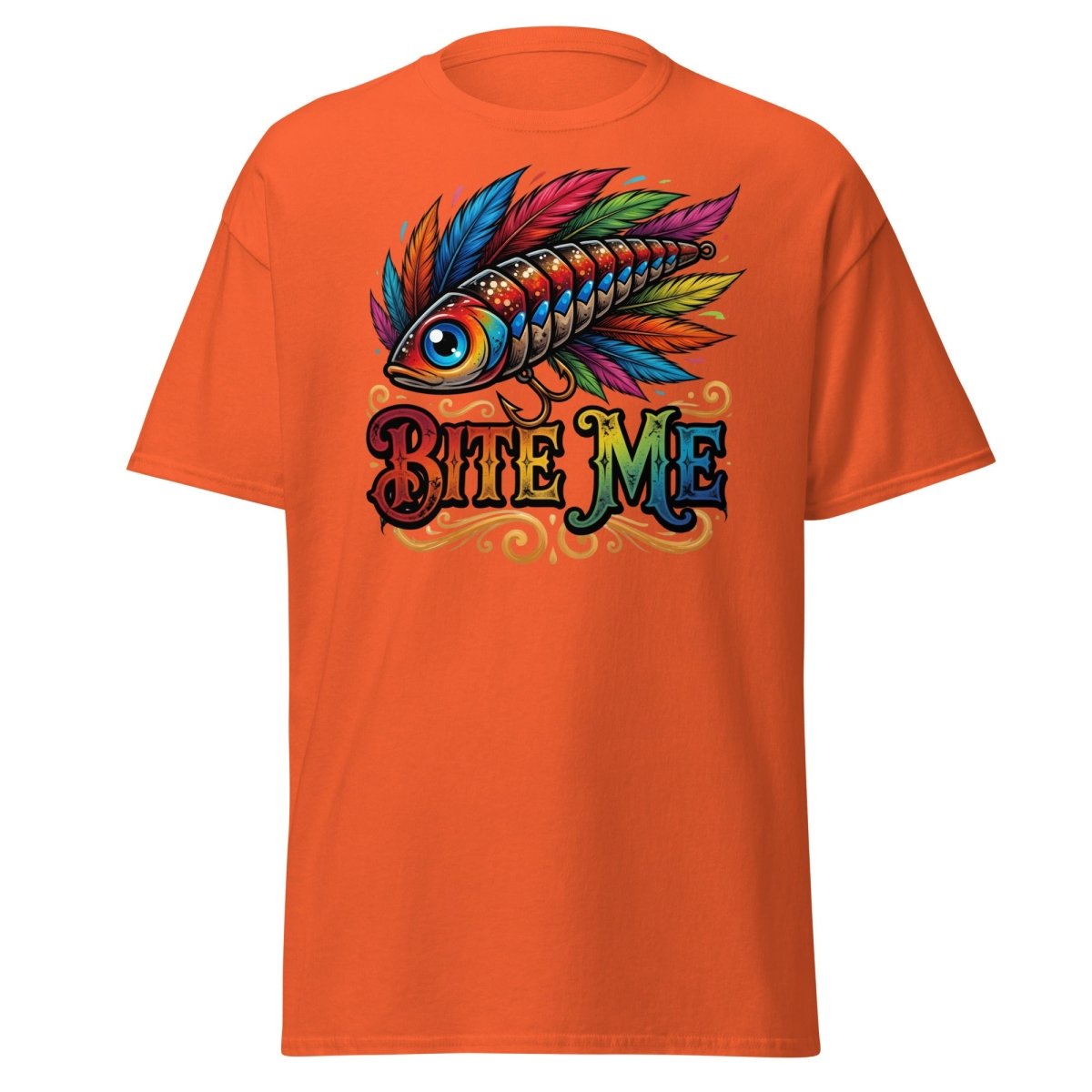 Bite Me Fishing Lure T-Shirt – Funny Angler Humor Tee - Orange - TeeRipple