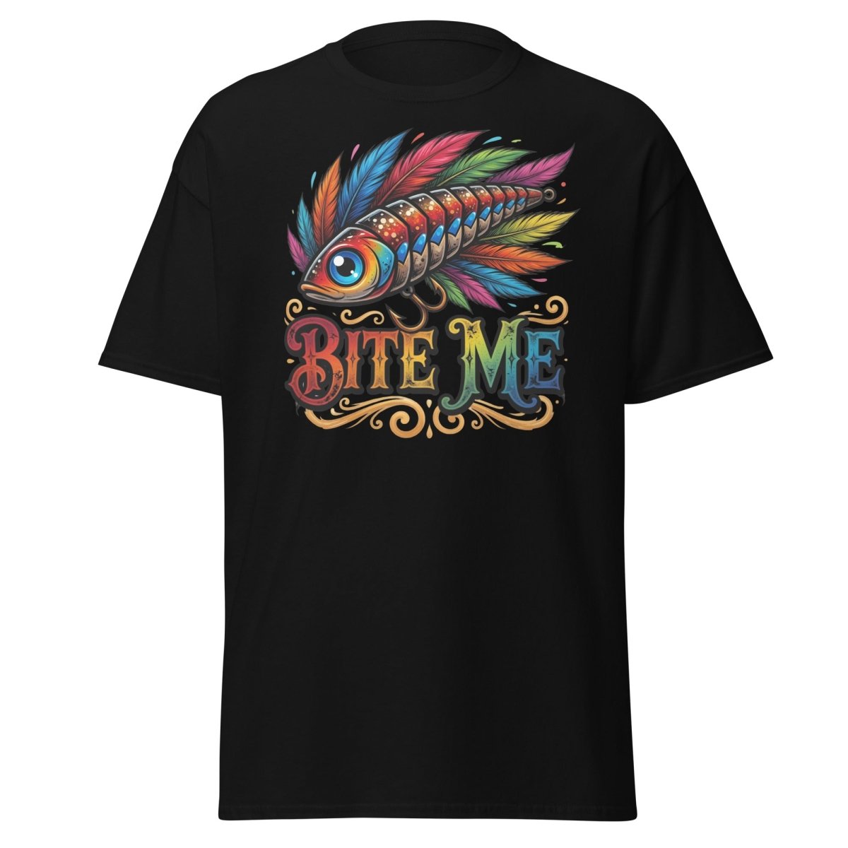 Bite Me Fishing Lure T-Shirt – Funny Angler Humor Tee - Black - TeeRipple