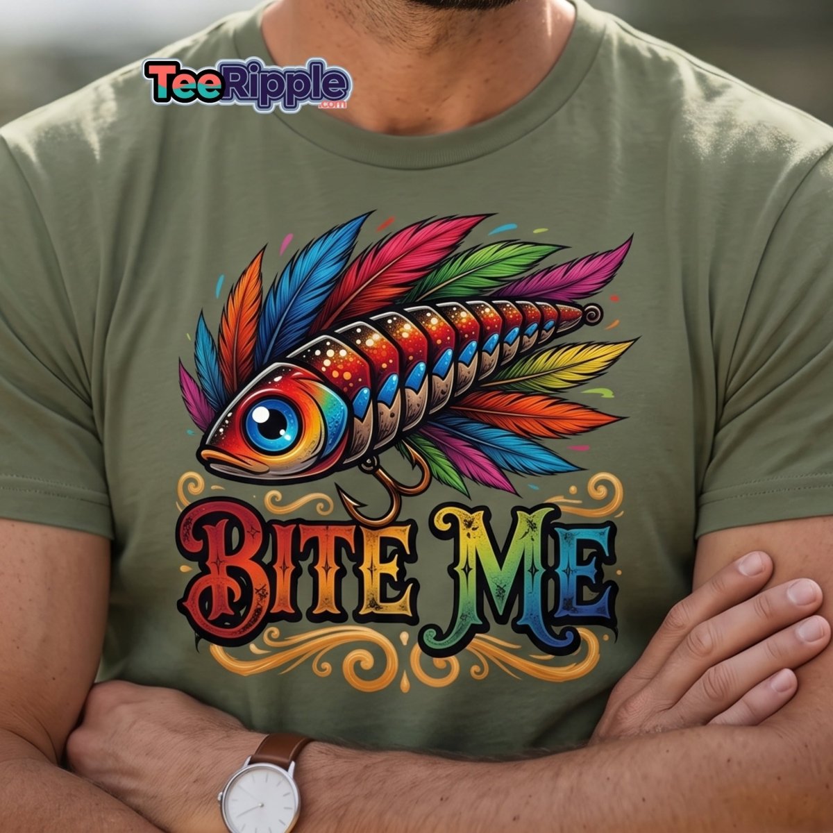 Bite Me Fishing Lure T-Shirt – Funny Angler Humor Tee - Maroon - TeeRipple