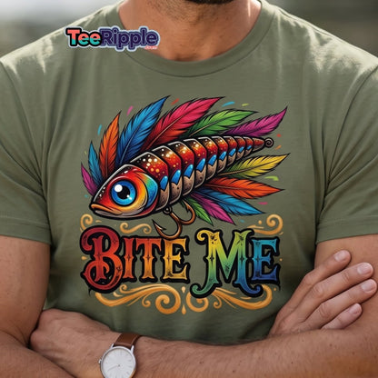 Bite Me Fishing Lure T-Shirt – Funny Angler Humor Tee - Maroon - TeeRipple