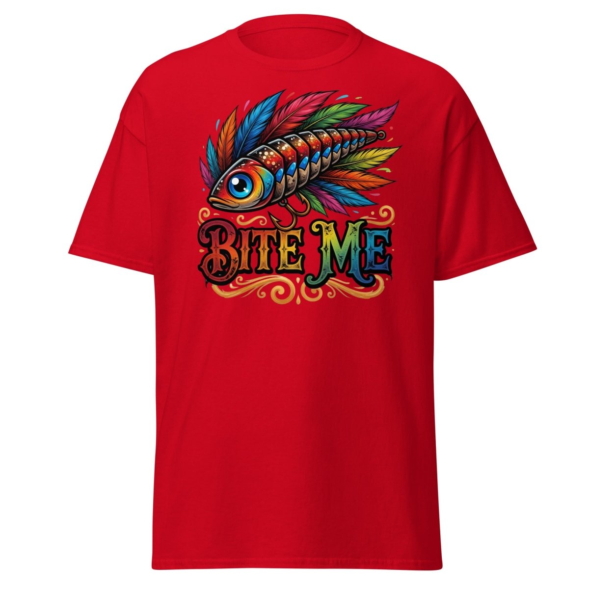 Bite Me Fishing Lure T-Shirt – Funny Angler Humor Tee - Red - TeeRipple