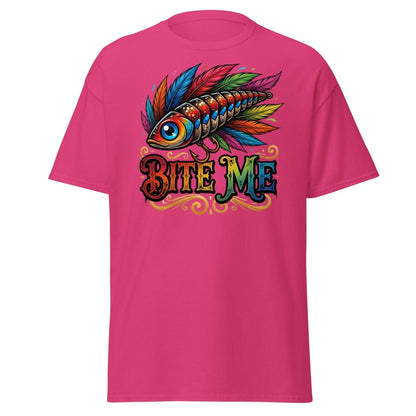 Bite Me Fishing Lure T-Shirt – Funny Angler Humor Tee - Heliconia - TeeRipple