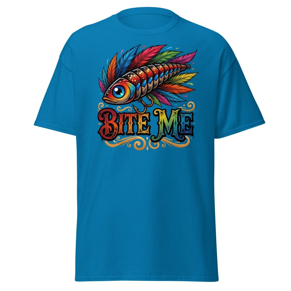 Bite Me Fishing Lure T-Shirt – Funny Angler Humor Tee - Sapphire - TeeRipple
