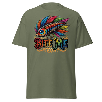 Bite Me Fishing Lure T-Shirt – Funny Angler Humor Tee - Military Green - TeeRipple