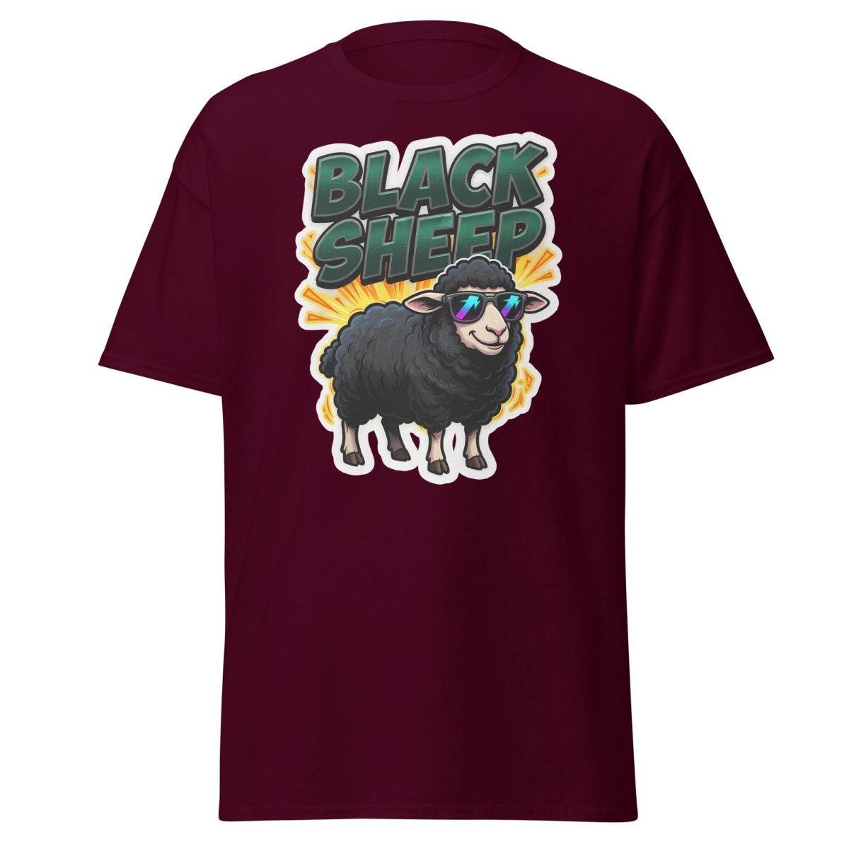 Black Sheep T-Shirt - Cool Sunglasses Rebel Tee - Maroon - TeeRipple