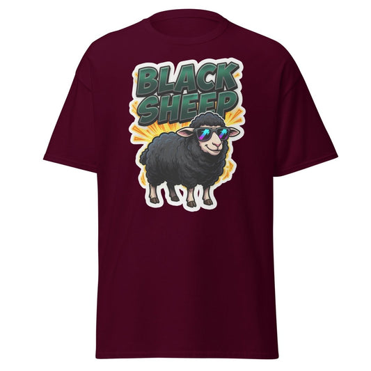 Black Sheep T-Shirt - Cool Sunglasses Rebel Tee - Maroon - TeeRipple