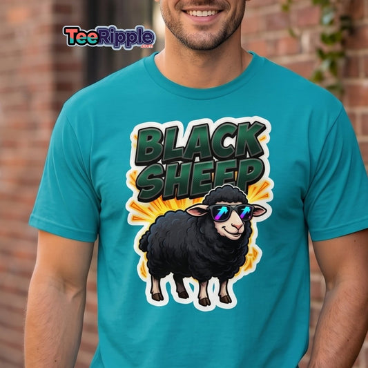 Black Sheep T-Shirt - Cool Sunglasses Rebel Tee - Maroon - TeeRipple