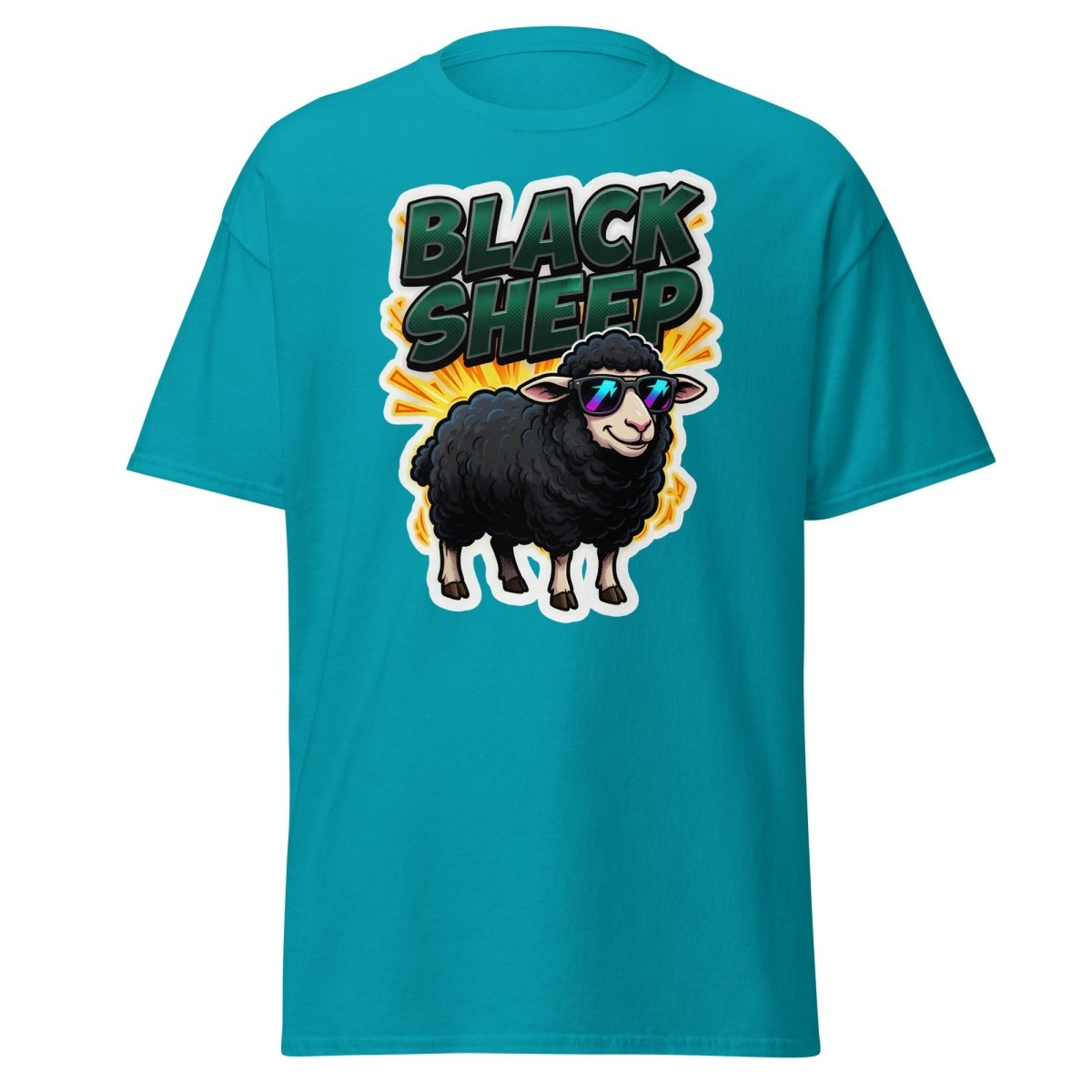 Black Sheep T-Shirt - Cool Sunglasses Rebel Tee - Tropical Blue - TeeRipple