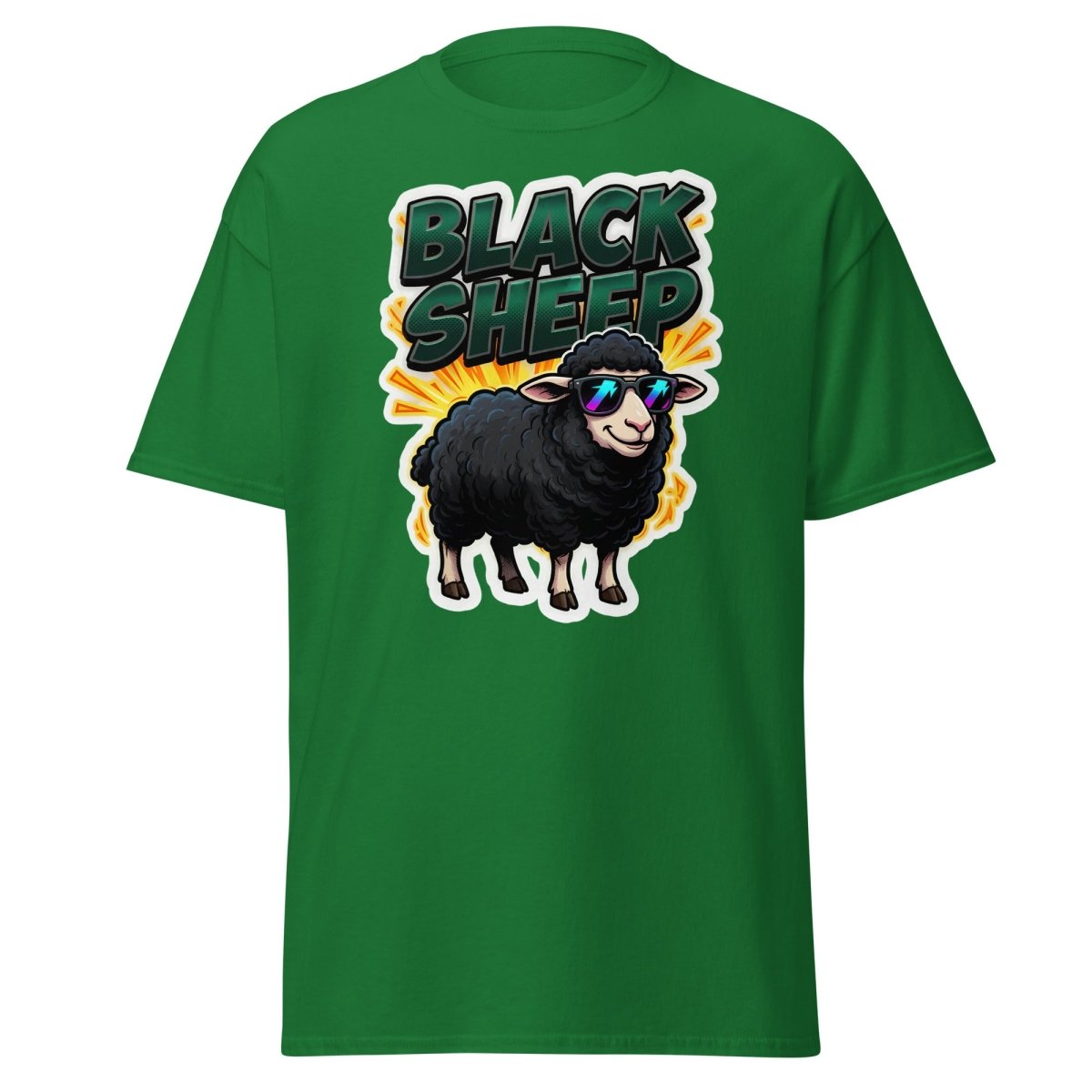 Black Sheep T-Shirt - Cool Sunglasses Rebel Tee - Turf Green - TeeRipple