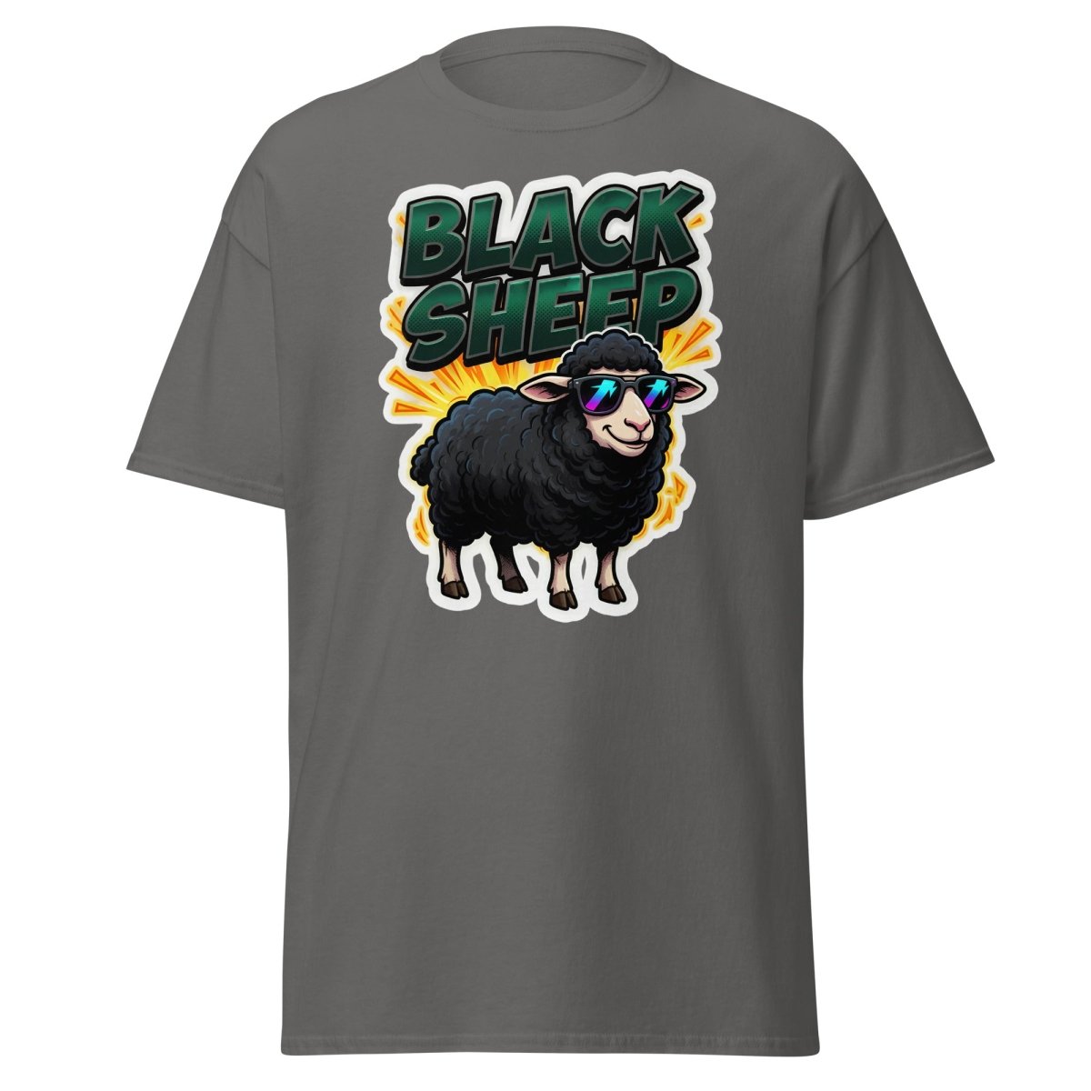 Black Sheep T-Shirt - Cool Sunglasses Rebel Tee - Charcoal - TeeRipple