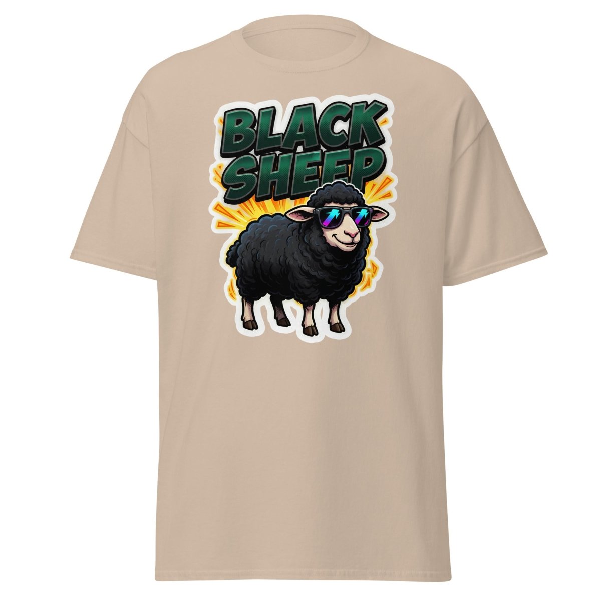 Black Sheep T-Shirt - Cool Sunglasses Rebel Tee - Sand - TeeRipple