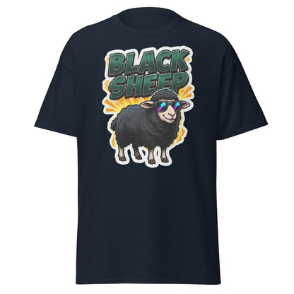 Black Sheep T-Shirt - Cool Sunglasses Rebel Tee - Navy - TeeRipple