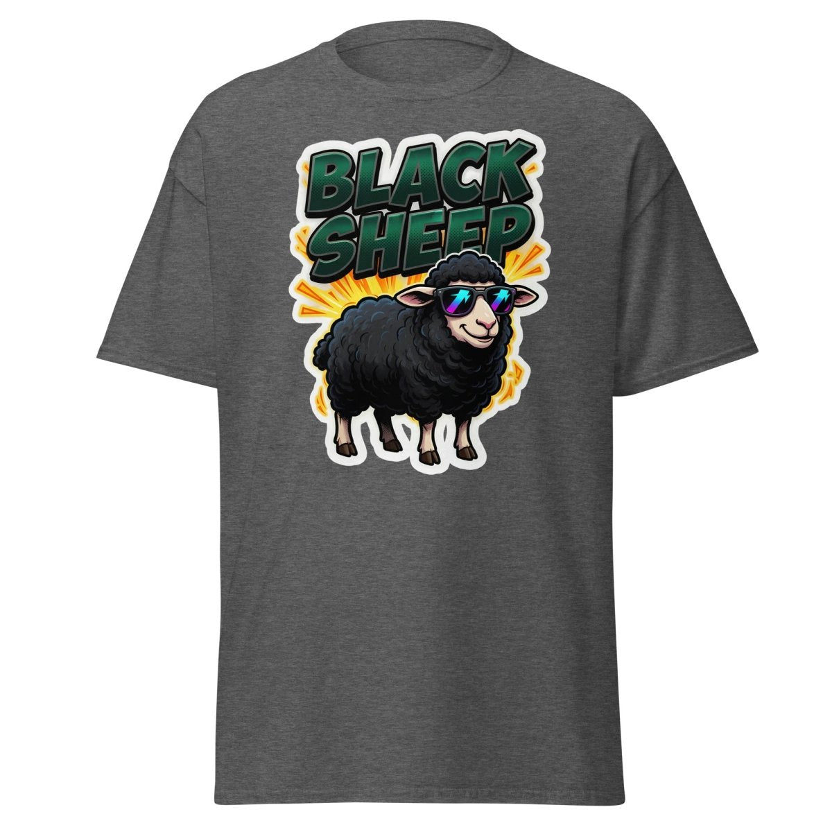 Black Sheep T-Shirt - Cool Sunglasses Rebel Tee - Dark Heather - TeeRipple