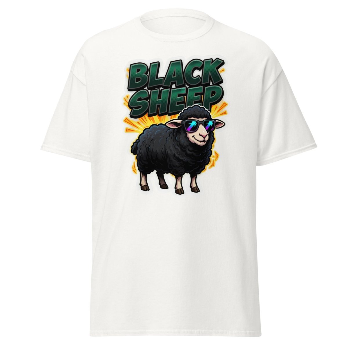 Black Sheep T-Shirt - Cool Sunglasses Rebel Tee - White - TeeRipple