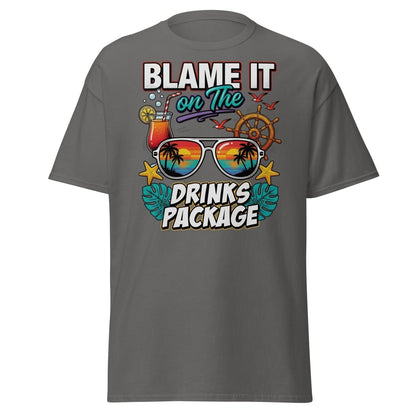 Blame It On The Drinks Package T-Shirt - Funny Vacation Tee - Charcoal - TeeRipple