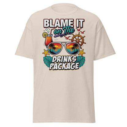 Blame It On The Drinks Package T-Shirt - Funny Vacation Tee - Natural - TeeRipple