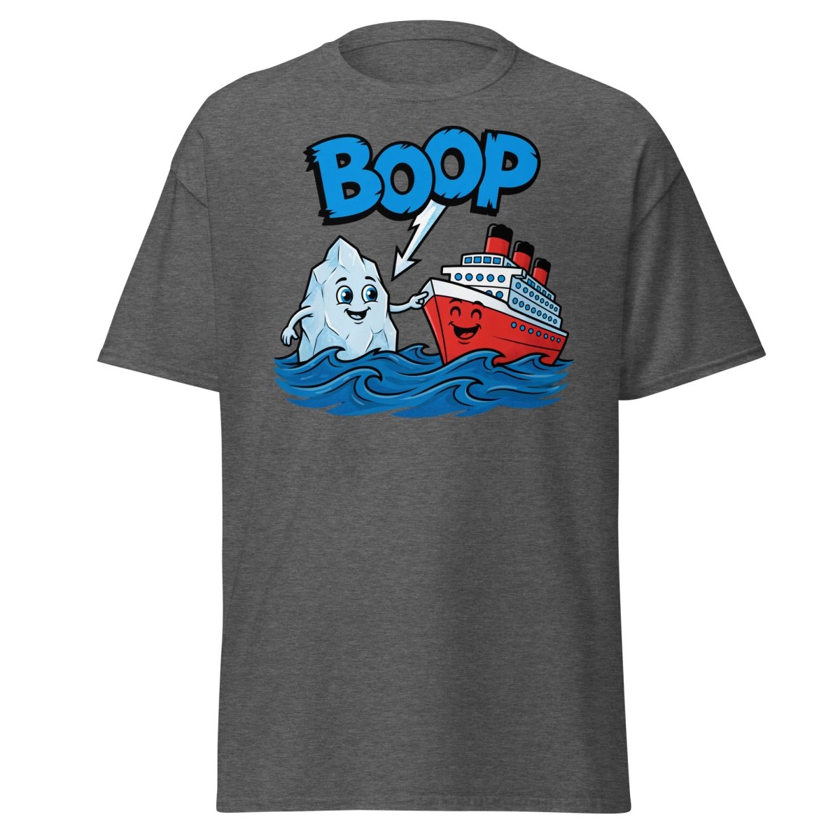 Boop the Ship Funny Iceberg T-Shirt | Titanic Humor - Dark Heather - TeeRipple