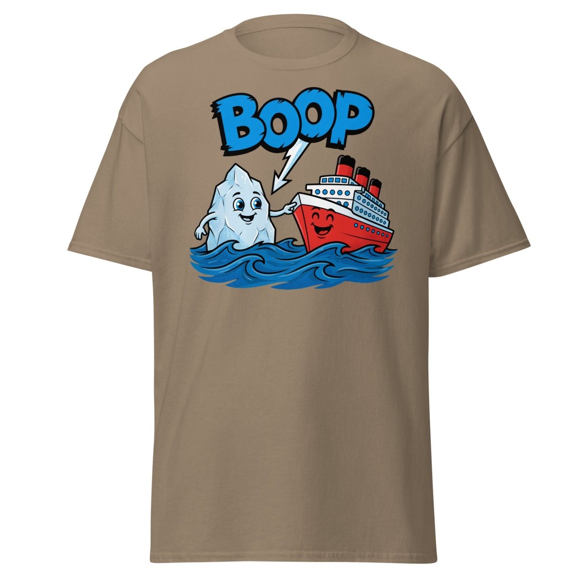 Boop the Ship Funny Iceberg T-Shirt | Titanic Humor - Brown Savana - TeeRipple