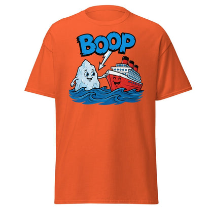 Boop the Ship Funny Iceberg T-Shirt | Titanic Humor - Orange - TeeRipple
